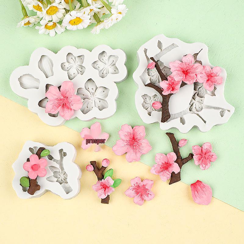 Peach & Plum Blossom Silicone Mold for Chocolate, Cake Decor, Epoxy, Clay, Aromatherapy, Plaster