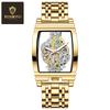 Men's Waterproof Luminous Tourbillon Leather Watch with Fashionable Motorcycle Gear Design