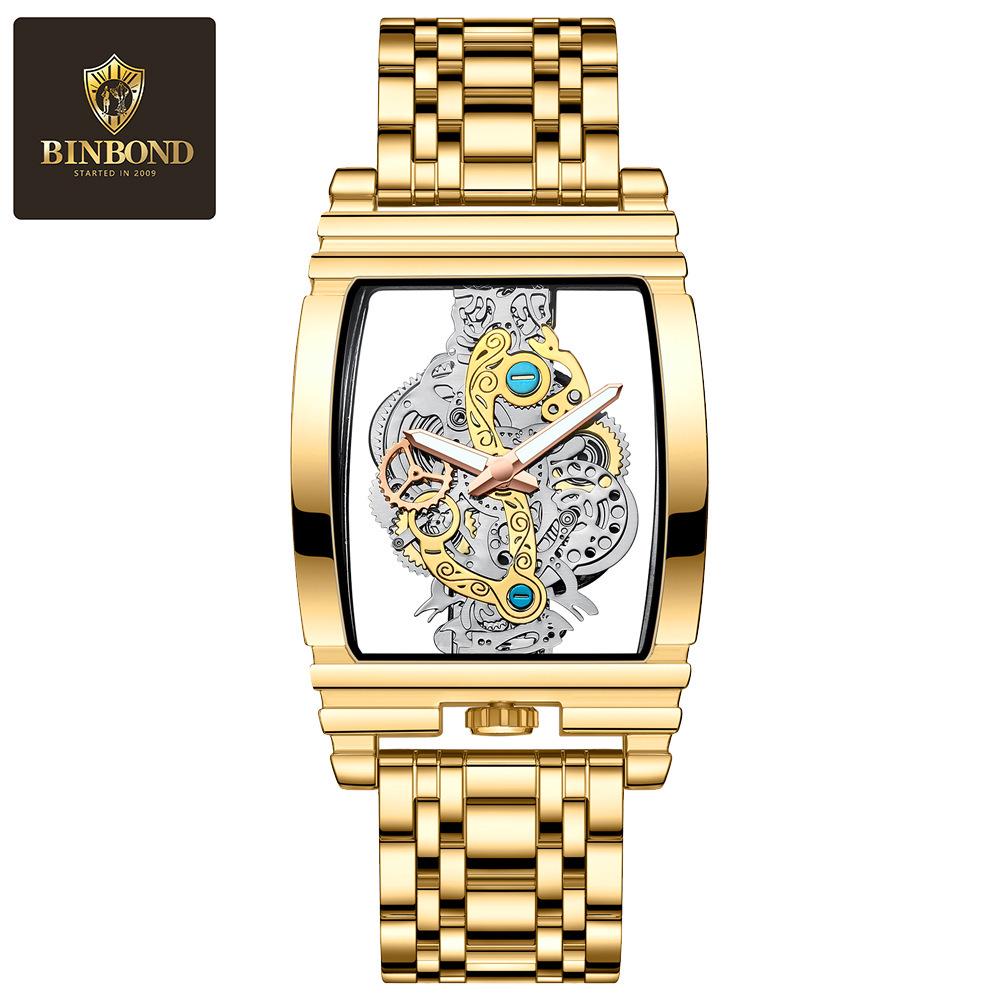 Men's Waterproof Luminous Tourbillon Leather Watch with Fashionable Motorcycle Gear Design
