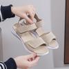 2025 Summer Women's Solid Color Velcro Flat Open-Toe Sports Casual Beach Sandals