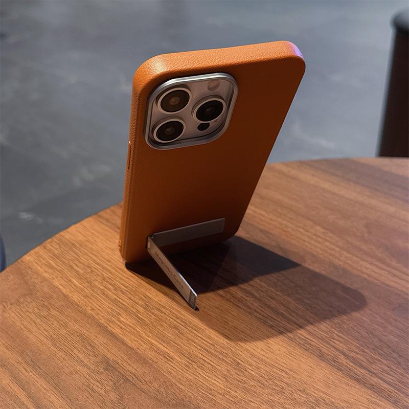 Magnetic Apple Peel Texture Phone Case with Stand for iPhone 16 Pro Max