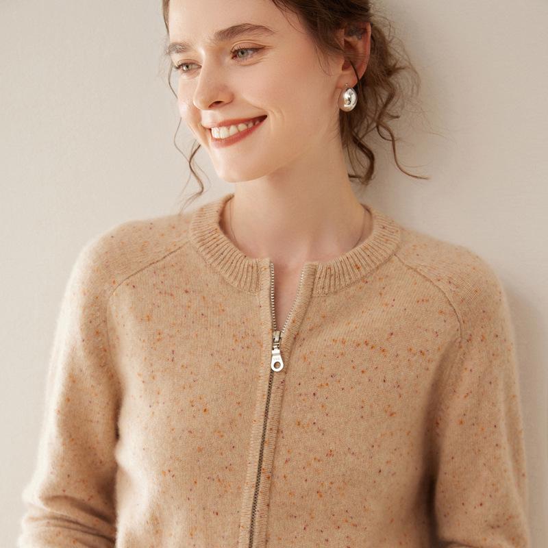 

Женский кашемировый кардиган с рукавами реглан - Осень/Зима, Плотный, Короткий, На двойной молнии, Свободного кроя, Повседневное вязаное пальто-свитер M