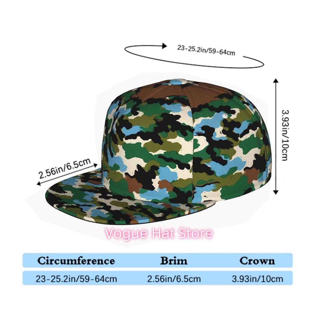 Men & Women' Adjustable Snapback Trucker Hat - Soft Flat Brim Baseball Cap With Positionable Improved Camouflage Print Pattern