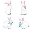 Set of 4 Easter Bunny Garden Stakes - Adorable 2D Flat Outdoor Rabbit Ornaments for Lawn and Patio Decoration