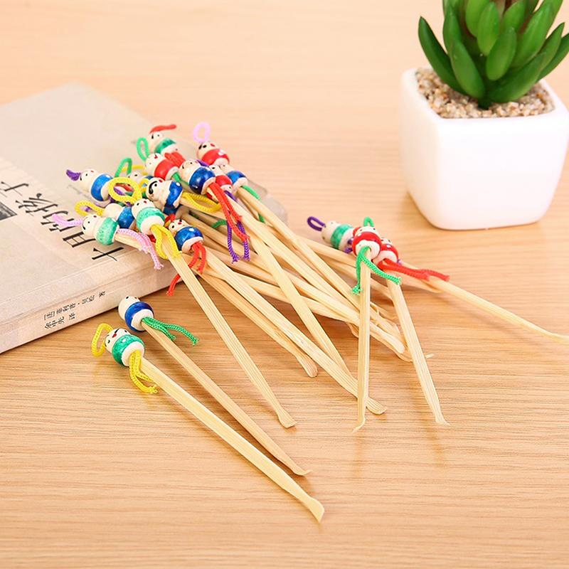 10/20 Pcs Bamboo Ear Cleaning Spoon Cartoon Head Earwax Removal Skid Resistant Wood Ear Cleaner Kit Ear Picks Removal