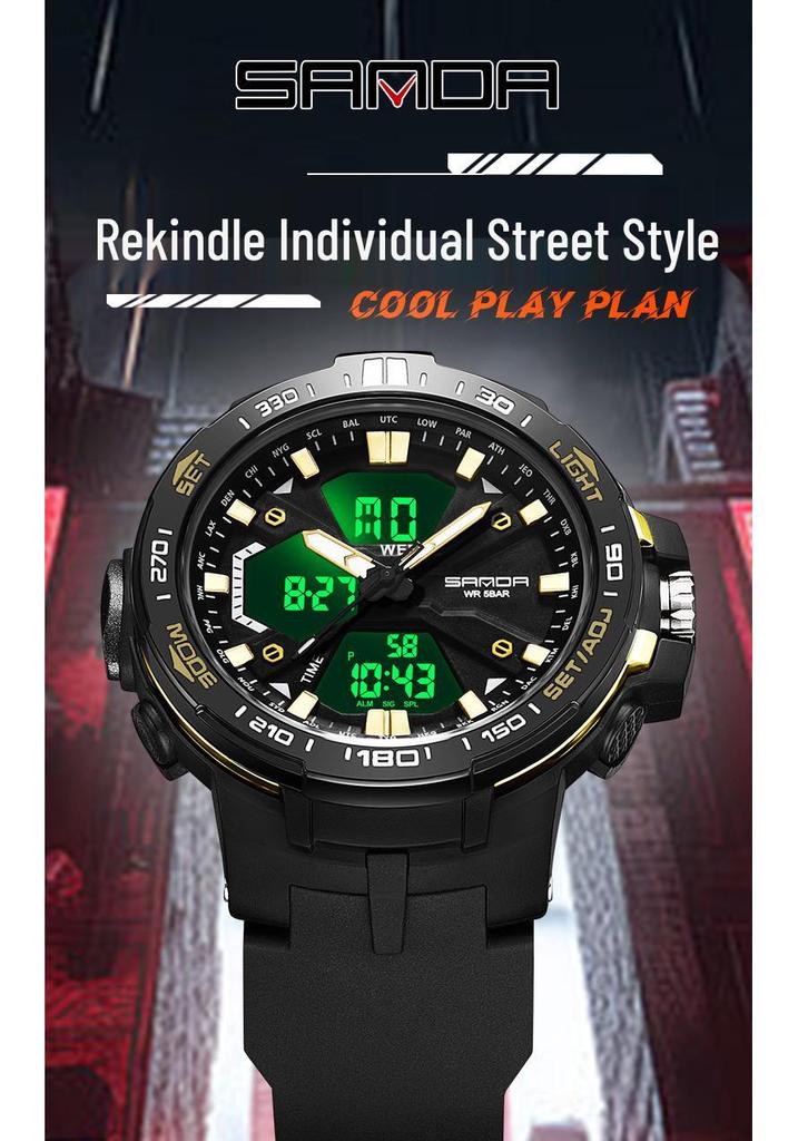 SANDA Men's Multifunction Waterproof Sports Watch