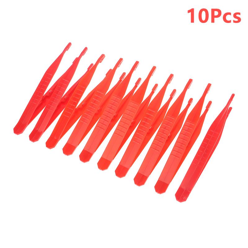 

10 шт. Пластиковые стоматологические пинцеты-зажимы для медицинского ремонта, небольшие одноразовые пинцеты, инструменты, стоматологические материалы красный