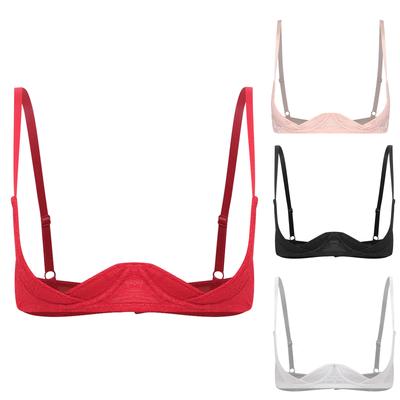 S-XXL Damen Verlockender Floral-Spitzen Push-up BH: 1/4 Tasse Bügel Balconette Shelf Bra Dessous für Jubiläum Flitterwochen