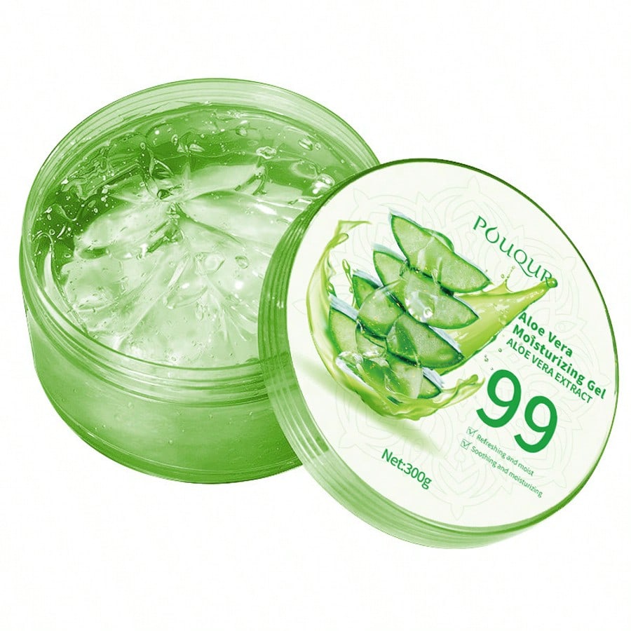

Aloe Vera Soothing Gel Repairs Sunburn Moisturizes Hydrates Relieves Dry Skin Brightens Face Body Light Non-Greasy чорний