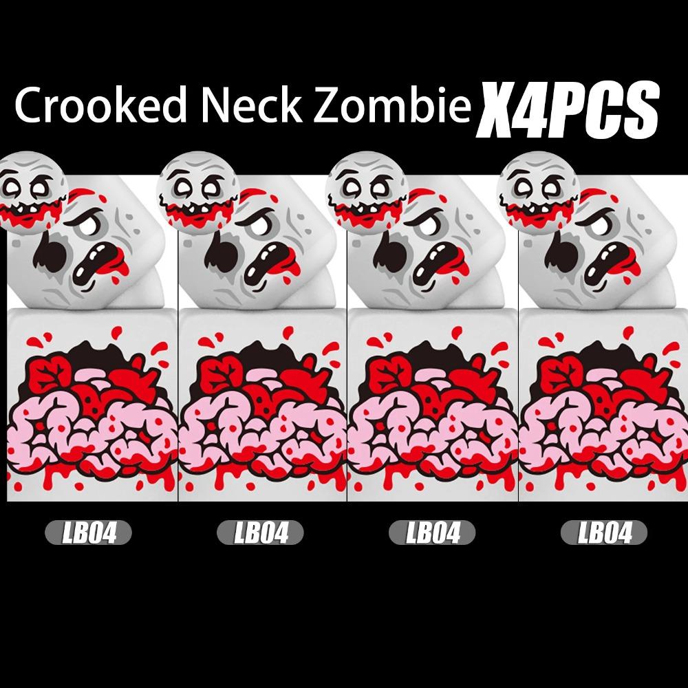 MOC Halloweenské Zombie Figurky Stavební Kostky Dvojitá Hlava Křivý Krk Příslušenství Kostky Hračky Dětský Dárek