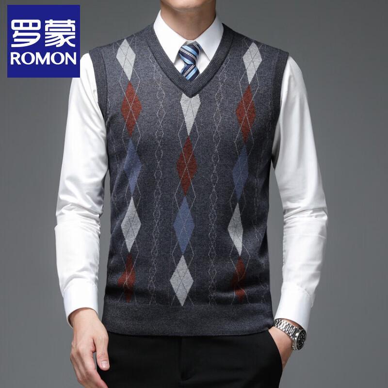 ROMON Men's V-Neck Sleeveless Knit Sweater Vest