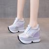 Fashion Spring Breathable Mesh Sneakers Hidden Increasing Sport Shoes 2024 Woman Wedge Casual Chunky Shoes High Platform Shoes 10.5CM