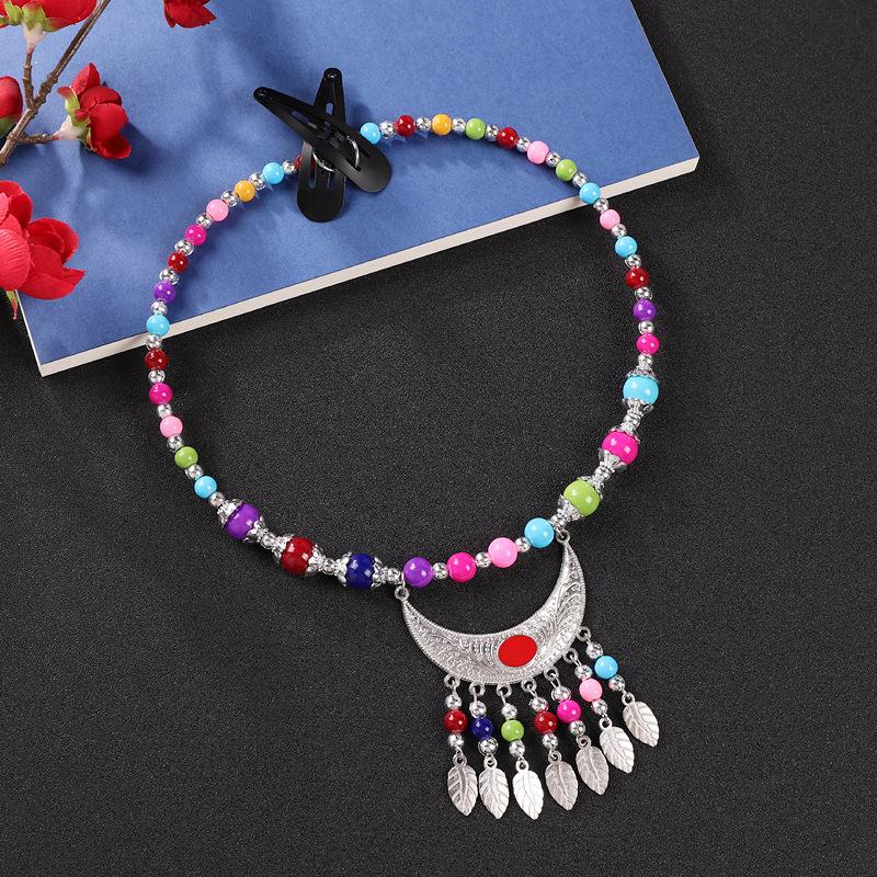 Kinder Kopfschmuck Exotischer tibetischer Fransen Haarschmuck Augenbrauen Anhänger Stirnkette Baby Mädchen Retro Kragen Halskette