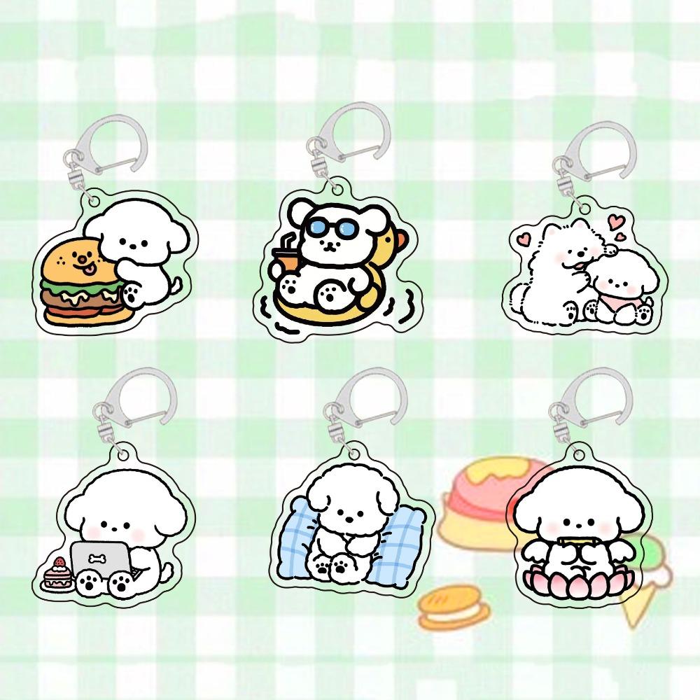 

Акриловый брелок для щенка с мальтийской собакой, акриловый кулон с изображением маленькой белой собаки, детский подарок