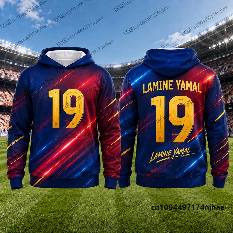 2026 Nauji Specialūs Yamal #19 Spausdinti Hoodies Vaikams Ruduo Ilgomis Rankovėmis Sportiniai Drabužiai Futbolo Puloveris Sportiniai Vaikams/Suaugusiems Viršutiniai Drabužiai