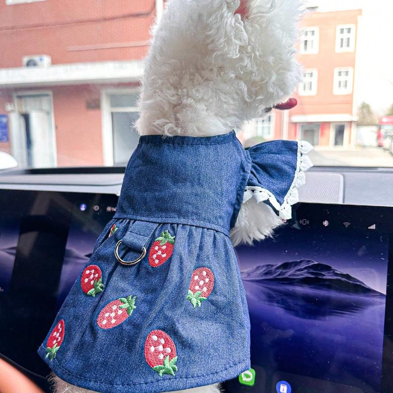 1pc Pet Clothes Strawberry Dress for Small Dogs & Cats, Cute Outfit for Puppies and Kittens