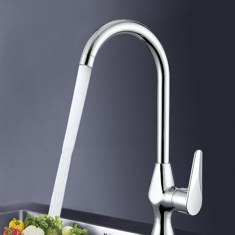 Durable Tap Kitchen Faucet Brass Base Chrome Cold Hot Mixer Easy To Operate Modern Design Plated Polished Steel Body