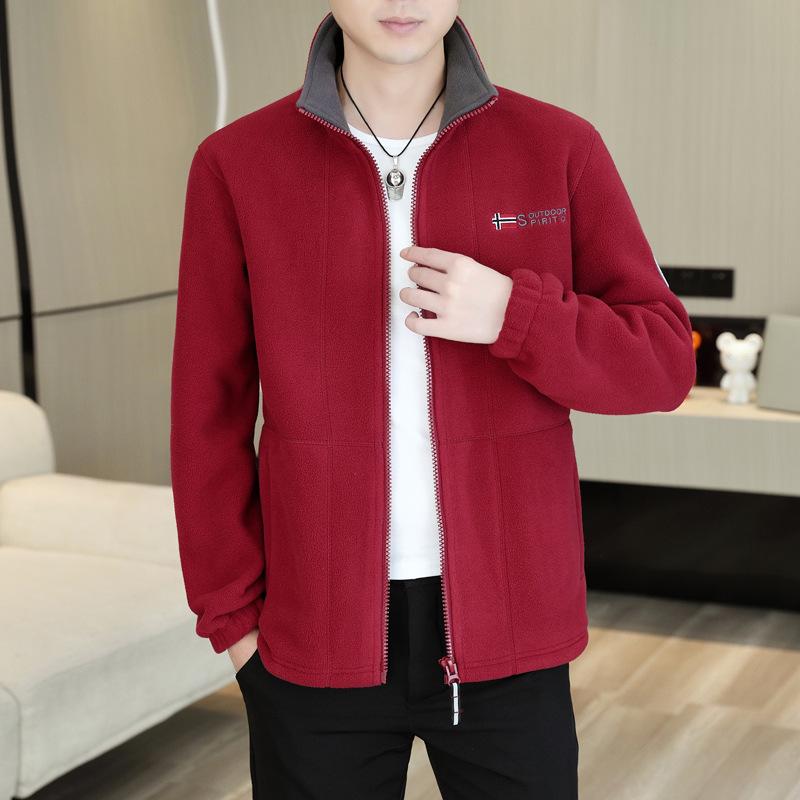 Men s Thickened Lambswool Fleece Jacket - Autumn & Winter Stand-Up Collar Coat L (150-165 lbs)