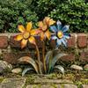 Rustic Metal Flower Garden Stake Handcrafted Vintage Yard Art Decorative Outdoor Plant Pot Stake for Pathway Lawn Patio Planter Decor