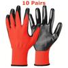 20PCS Nitrile Coated Safety Work Gloves Breathable Non-slip Gardening Gloves for Construction Garden Yard Industrial Labor Glove