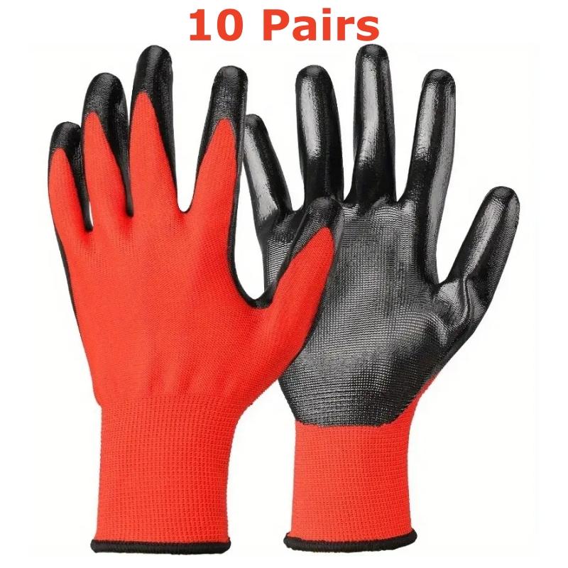 20PCS Nitrile Coated Safety Work Gloves Breathable Non-slip Gardening Gloves for Construction Garden Yard Industrial Labor Glove