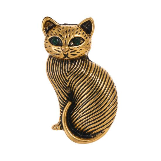 Brooch Retro Style Sitting Cat Shape Design Pin Fine Texture Technology Cat Hair Texture Brooch Animal Brooch Jewelry