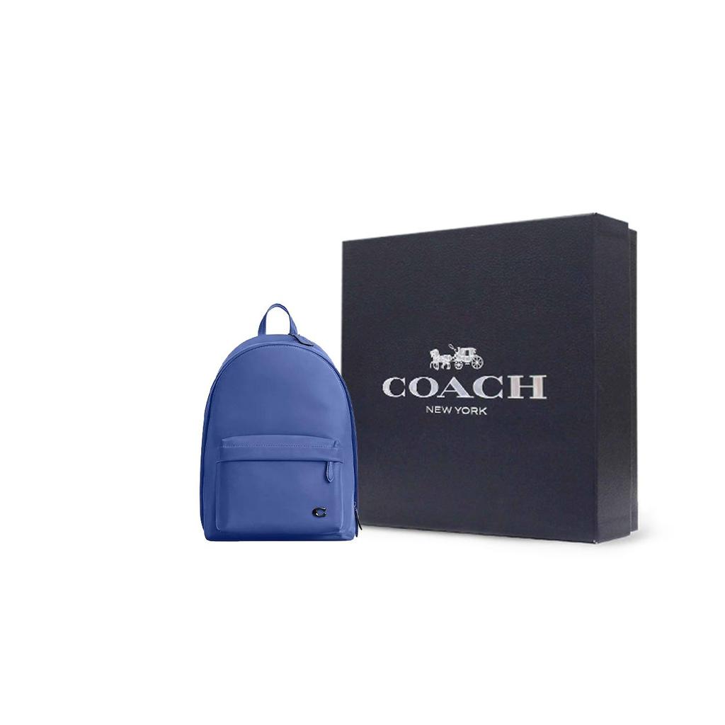 Coach Hall 29 Zipper Closure Adjustable Shoulder Strap Leather Backpack Large Men Backpack Blueberry CR757-BLB