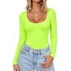 Dames Kleur Lange Mouwen Slim Fit Nek T-shirt Basis Casual Top