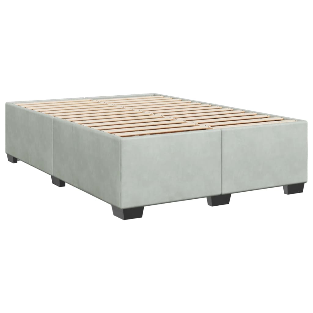 Box Spring Bed with Mattress Light Grey 160 x 200 cm Velvet