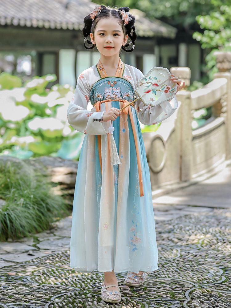 Girls' 2024 Chinese Hanfu Fairy Dress - Autumn Ancient-Style Costume