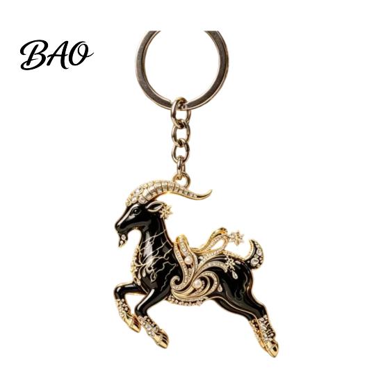 Sheep Accessory Acrylic Black Keyhcain, Goat Shaped Car Key Cartoon Keychain Ring Pendant, Backpack Handbag Charm Hanging Decoration