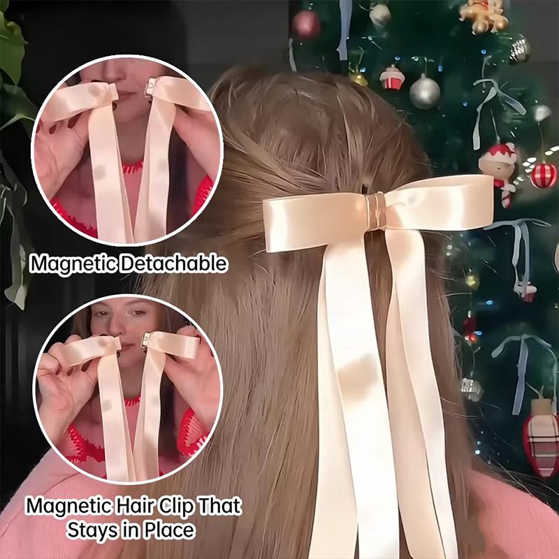 Magnetické sponky do vlasů s mašlí Dlouhé stuhy Neviditelné držení Husté vlasy Elegantní vlasové doplňky Dámské