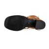 Brown Women Gladiator Sandals Med Block Heel Lady Casual Shoes Large Plus Size 48