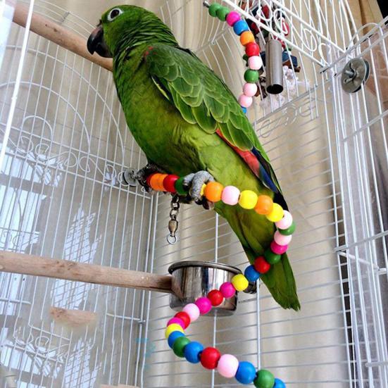 Parrot Bites Toy Fuuny Wear-resistant Spiral Ladder Wood Beads Bird Swing for Home