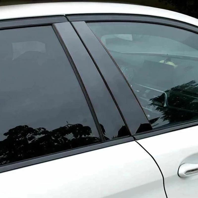 Carbon Fiber Car Window Door Column BC Pillar Post Cover Trim Fit Fit For VW Golf Sportsvan 2016- Mirror Effect PC