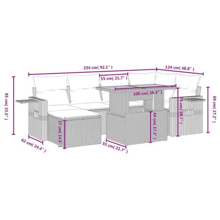 VidaXL Salon de Jardin avec Coussins 7 pcs, Canapés de Terrasse, Ensemble de Meubles de Patio, Mobilier d'Extérieur, Beige 3275704