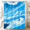 Blue White Shower Curtain Watercolor Blue Bath Decorative Fabric Polyester Waterproof Rain Drop Resistant for Bathtub Doors Size