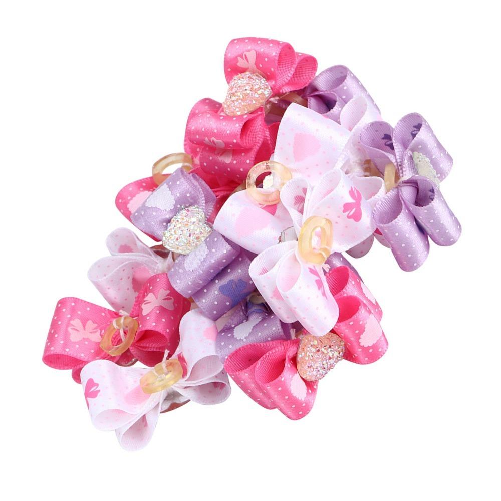 15Pcs Gradient Tone Pet Bow Hair Bows Heart Shaped Gradient Ribbon Bow Pet Grooming Styling