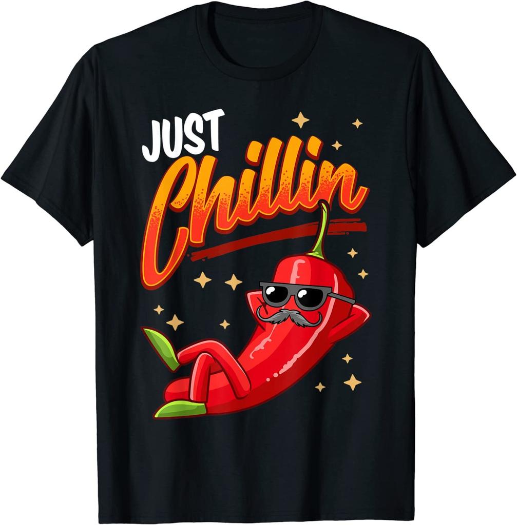 NEW LIMITED Funny Chilli Hot Pepper Just Chillin Sauce Jalapeno Mexican T-Shirt