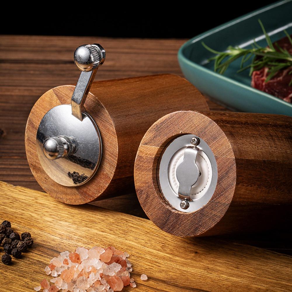 Manual Wooden Salt Pepper Grinder Adjustable Coarseness Grinding Bottle  Seasoning