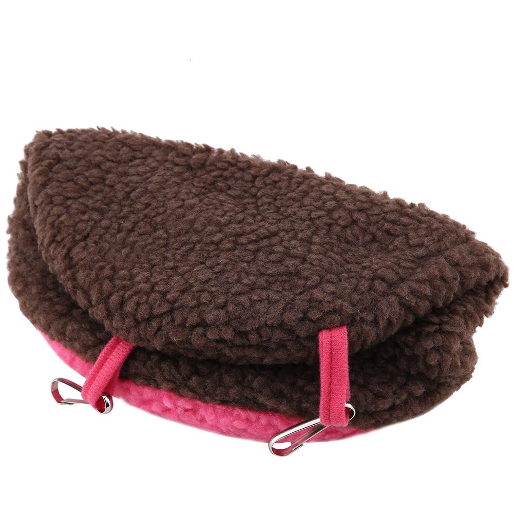 Parrot Nest Berber Fleece Warm Plush Hammock Hanging Swing Bed Cave for Pet Bird Dark Brown