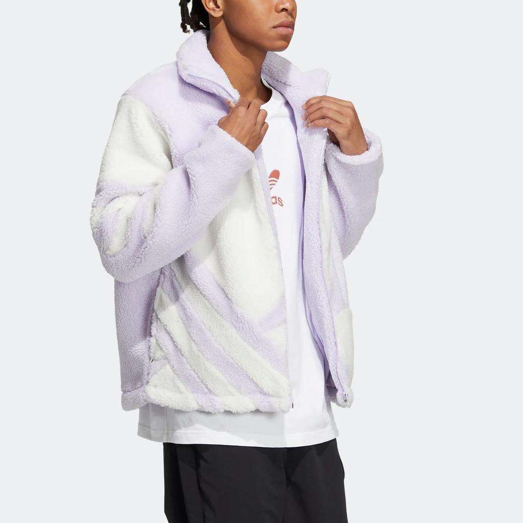 adidas Originals Trefoil Großes Logo Fleece Dicke Freizeitjacke Unisex Jacken Lila HR3488