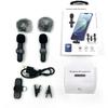 2pcs Wireless Lavalier Microphone for iPhone iPad Android Type-C Mini Mic for Video Recording YouTube Live Stream Vlog Podcast