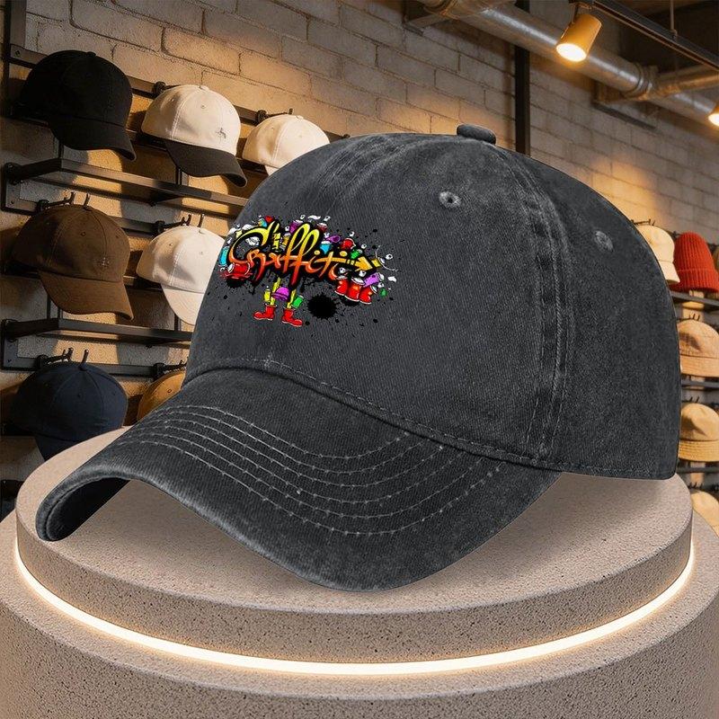 Graffiti Spray Paint Printed Duckbill Baseball Cap Adjustable Casual Hat for Parties Outdoor Sports Daily Wear
