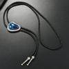 Men's Vintage Irregular Colored Stone Bolo Tie Cowboy Costume Accessory Western Faux Leather Cord Necktie Necklace Chain