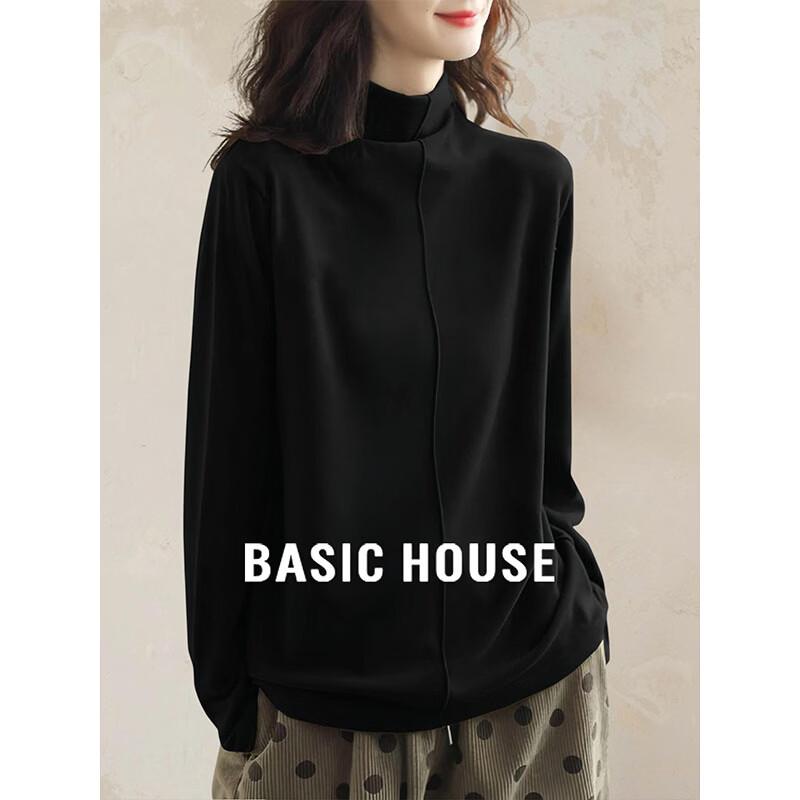 Basic House Women s Semi-Turtleneck Long Sleeve T-Shirt 2XL