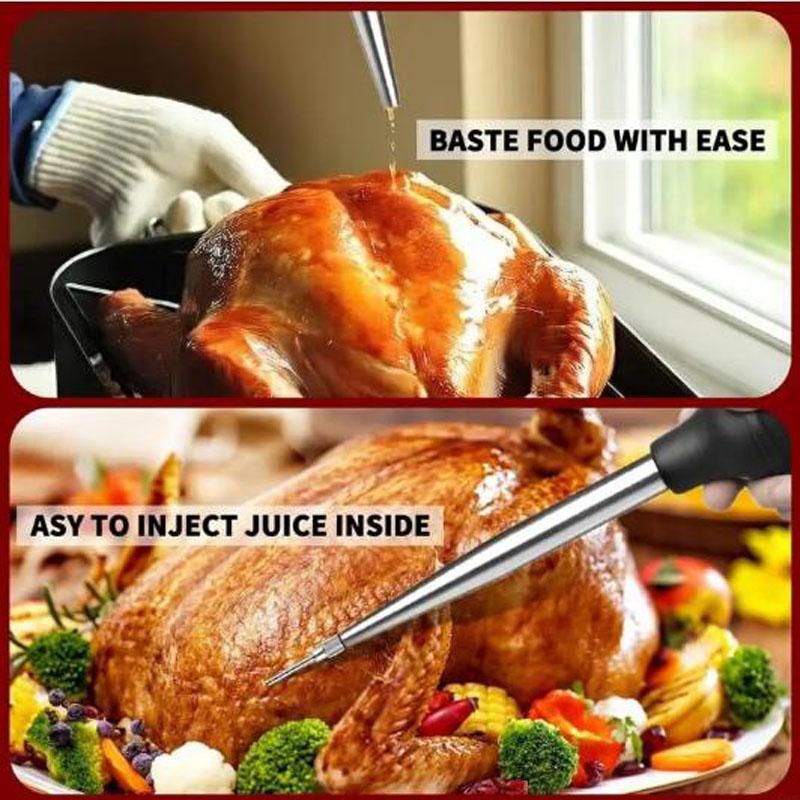 Turkey Baster Syringes for Cooking Baster Syringes Thanksgiving Stainless Steel Turkey Baster with Needle and Cleaning
