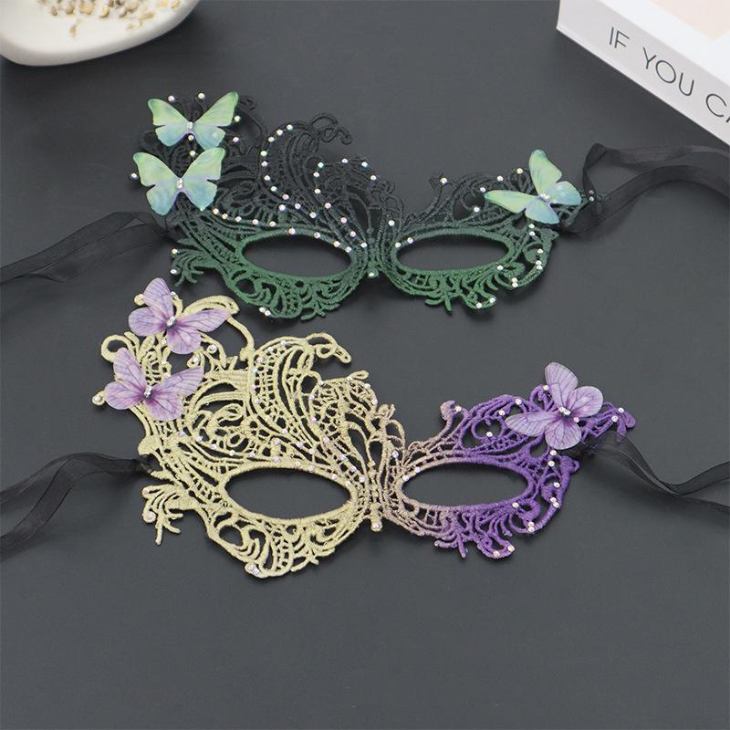 1pc Butterfly Gradient Color Sexy Ball Half Face Mask Makeup Party Eye Mask Lace Hollow Face Mask