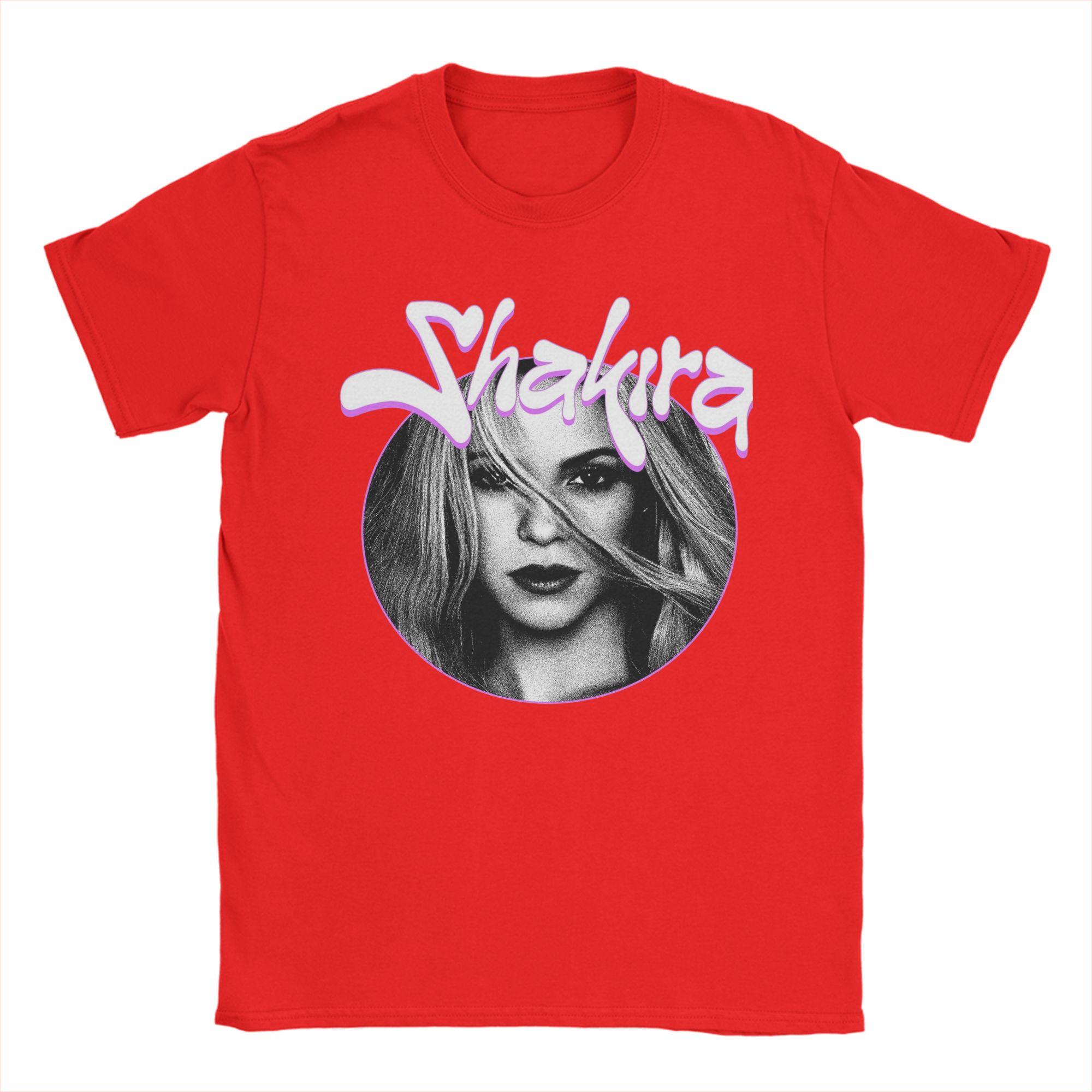 

Singer Shakira TShirts for Unisex Vintage Cotton Tees O Neck Short Sleeve T Shirt Party Clothes S