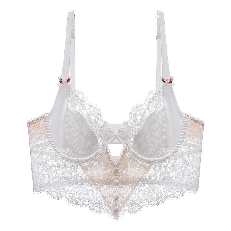 

Новое красивое нижнее белье для спины женское сексуальное чистое желание ветер большая грудь показать маленькая сборка короткий жилет кружево для ресниц бюстгальтер M